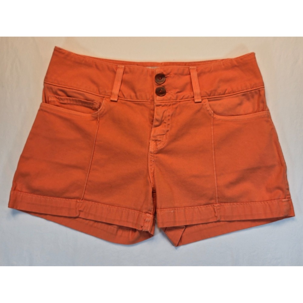 Bella Dahl Orange Shorts Size 28 Double Button Cotton Stretch